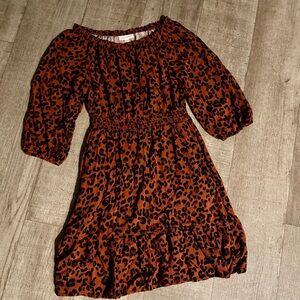 Knox Rose Brown Leopard Print Kids Dress